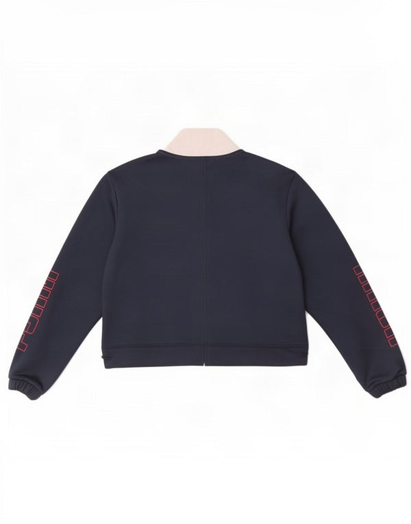 Puma Womens Crop Graphic Sweatshirt Jumper UK 6 XS Navy Blue Colourblock