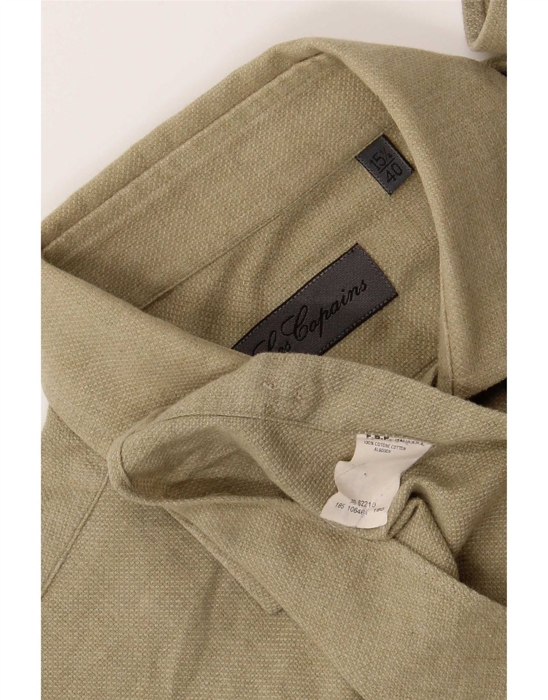 Les Copains Herre Regular Fit Skjorte Størrelse 15 1/2 40 Medium Grøn Bomuld