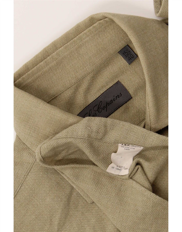 Les Copains Herre Regular Fit Skjorte Størrelse 15 1/2 40 Medium Grøn Bomuld