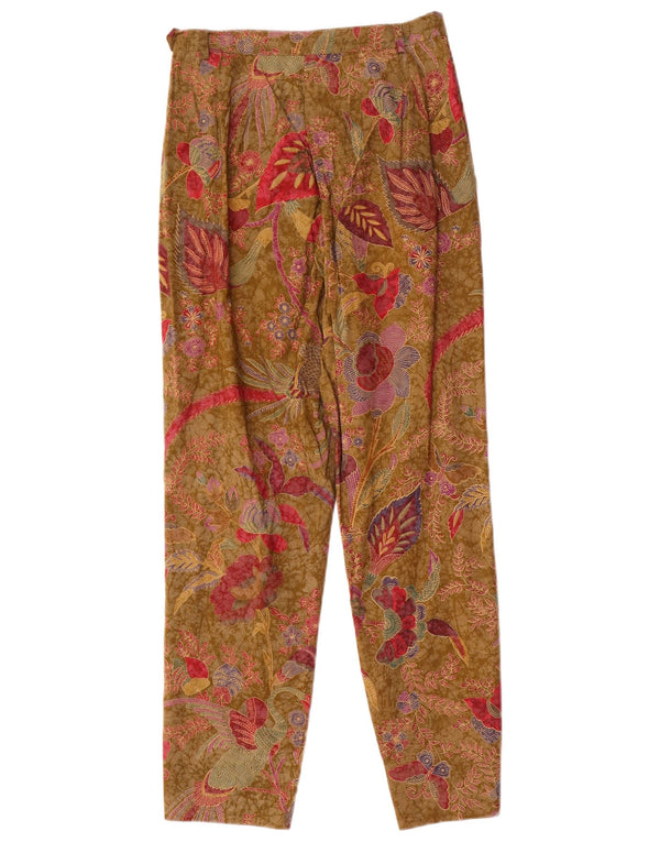 Blues Club Dame tilspidsede Casual Bukser UK 12 Medium W26 L27 Beige Floral