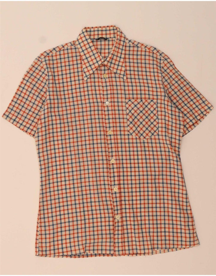 VINTAGE Mens Short Sleeve Shirt Medium Multicoloured Check