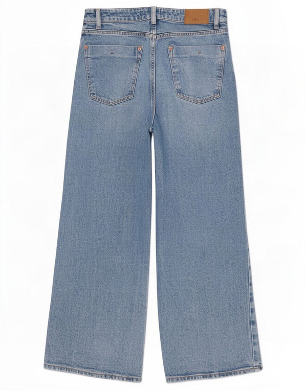 Zara Dame Jeans med brede ben EU 36 XS W26 L27 Blå