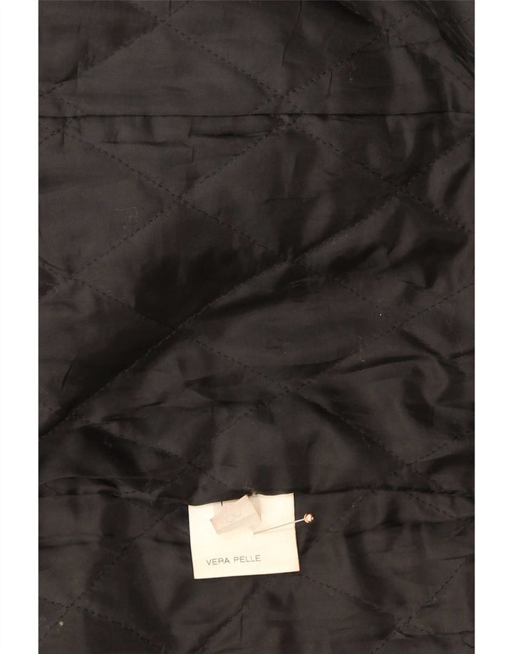 Vintage læderfrakke til kvinder UK 14 Medium Sort