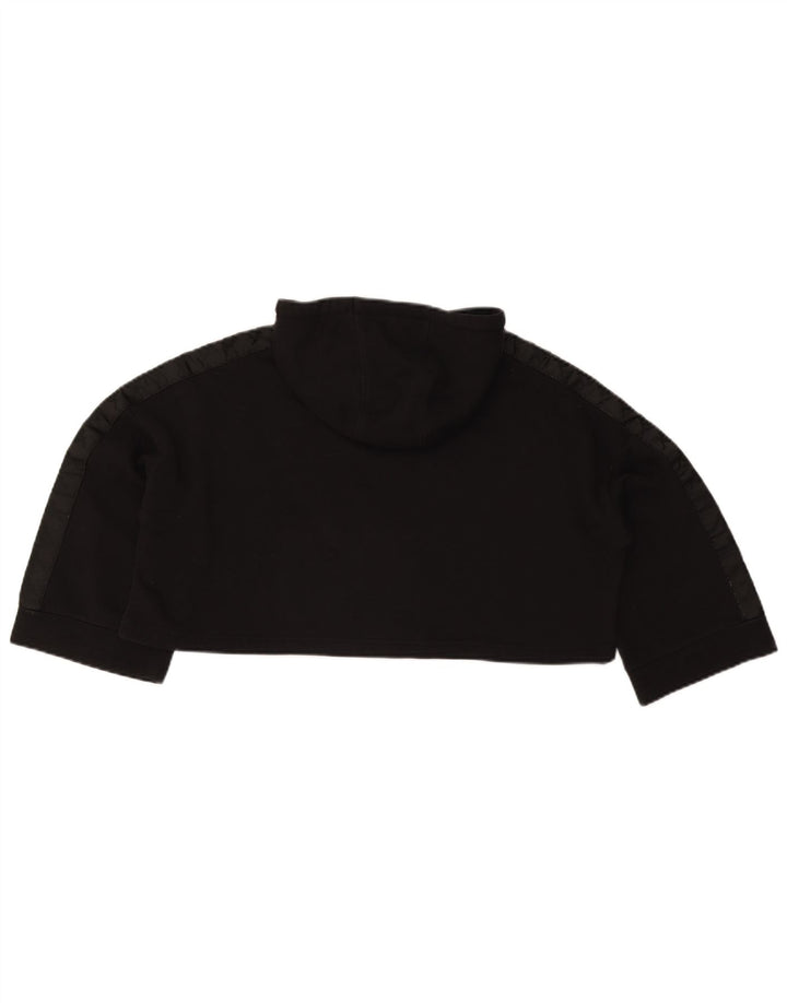 Kappa Dame Oversized Crop Hoodie Jumper UK 14 Medium Sort Bomuld