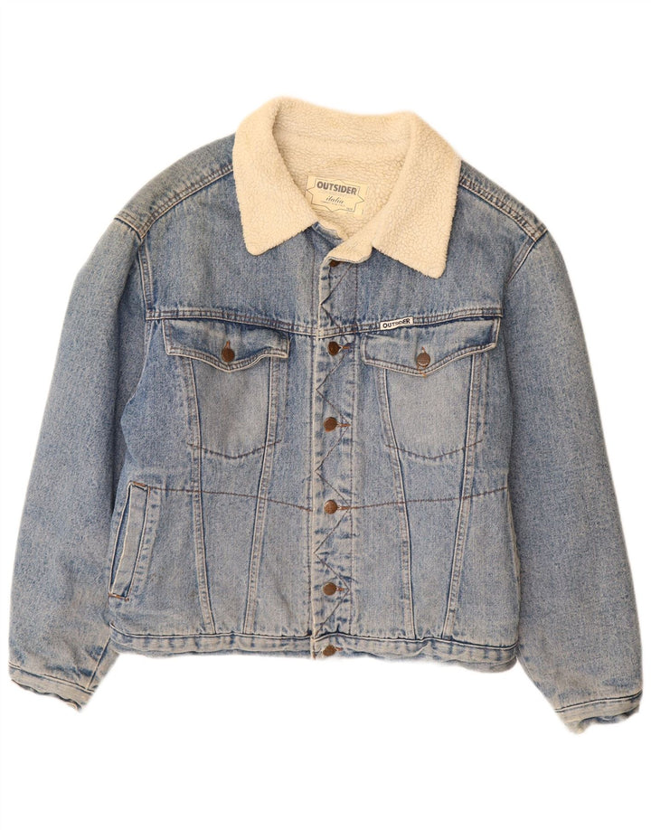 Outsider Herre Denim Sherpa Jacket UK 42 XL Blå Bomuld