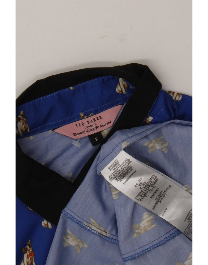 Ted Baker Dameskjorte str. 2 Small Blue Animal Print Polyester