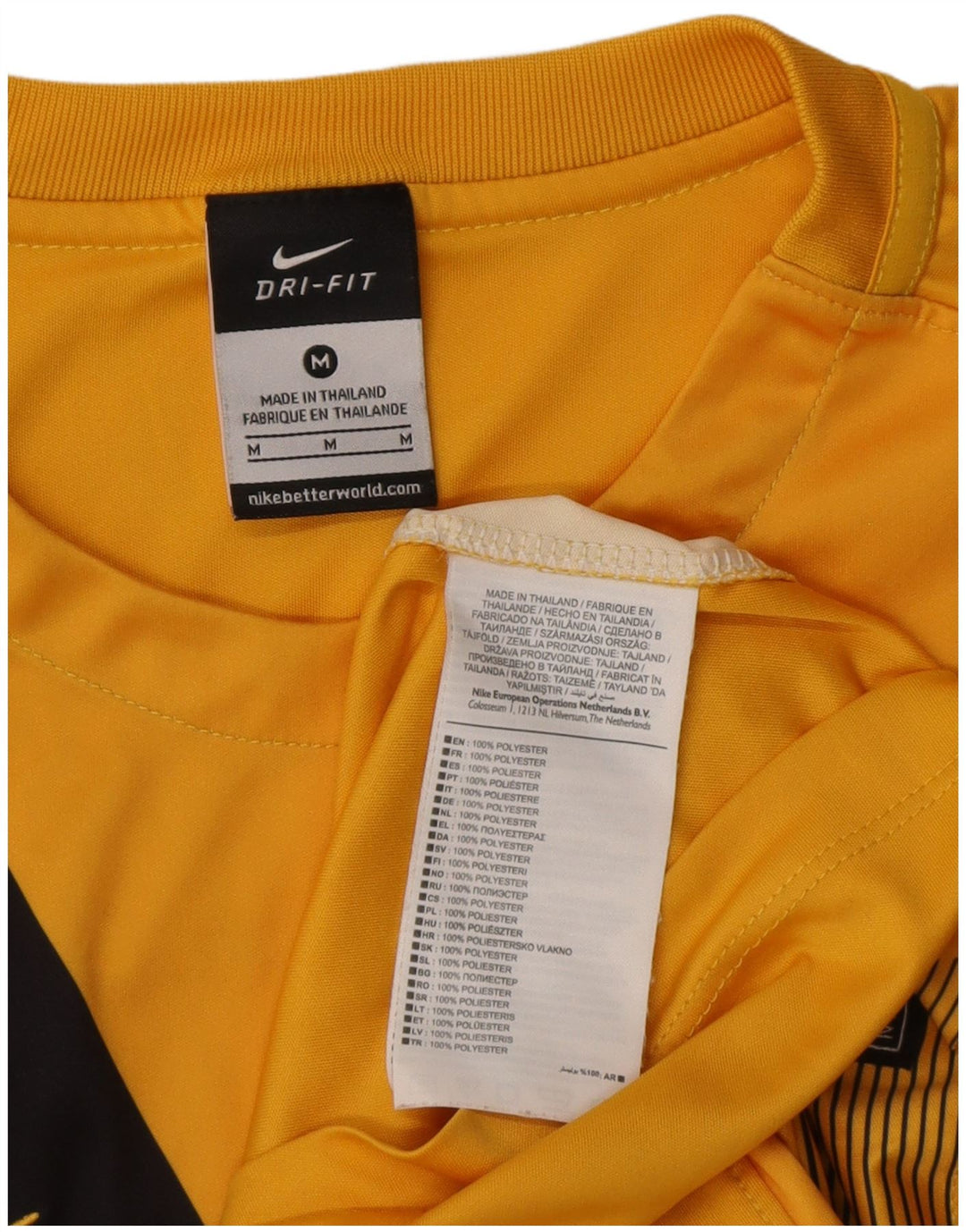 Nike Herre Dri Fit grafisk T-shirt Top Medium Gul Colourblock Polyester