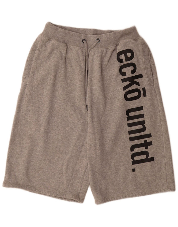 Ecko Unltd grafiske sportsshorts til kvinder UK 22 3XL grå flækket bomuld