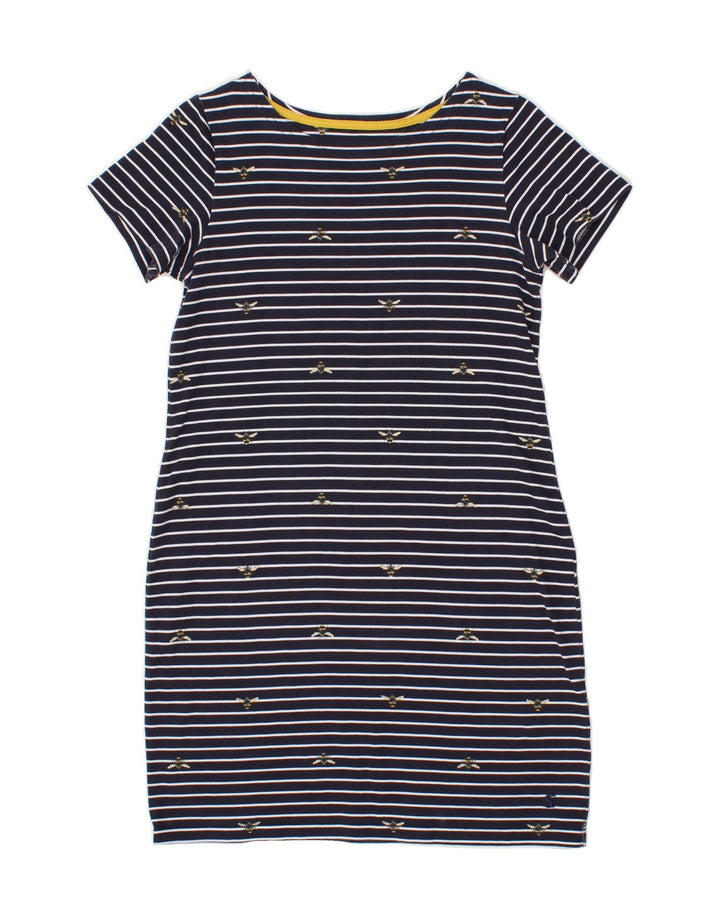 JOULES Womens Basic Dress UK 10 Small  Navy Blue Striped Cotton Vintage Joules and Second-Hand Joules from Messina Hembry 