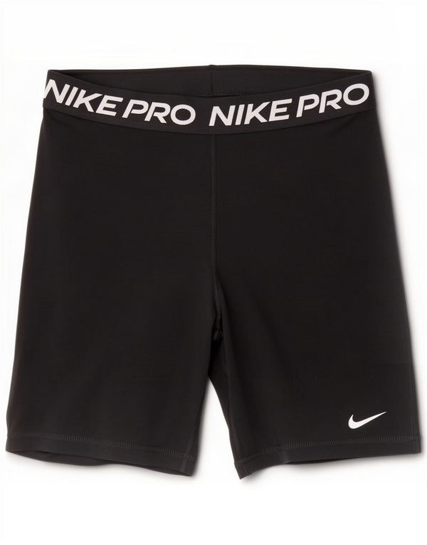 Nike Womens Dri Fit Graphic Sport Shorts UK 12 Medium Black Polyester