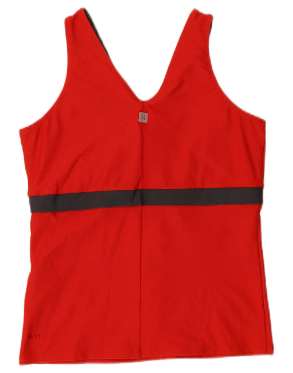 Nike Dame Dri Fit Vest Top UK 14/16 Large Red Colourblock Polyester