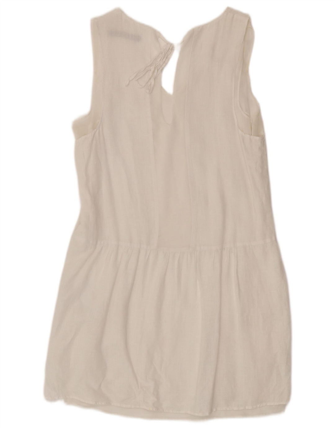 Zara Dame Ærmeløs Shift Dress UK 10 Small White Linen