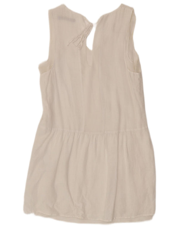 Zara Dame Ærmeløs Shift Dress UK 10 Small White Linen