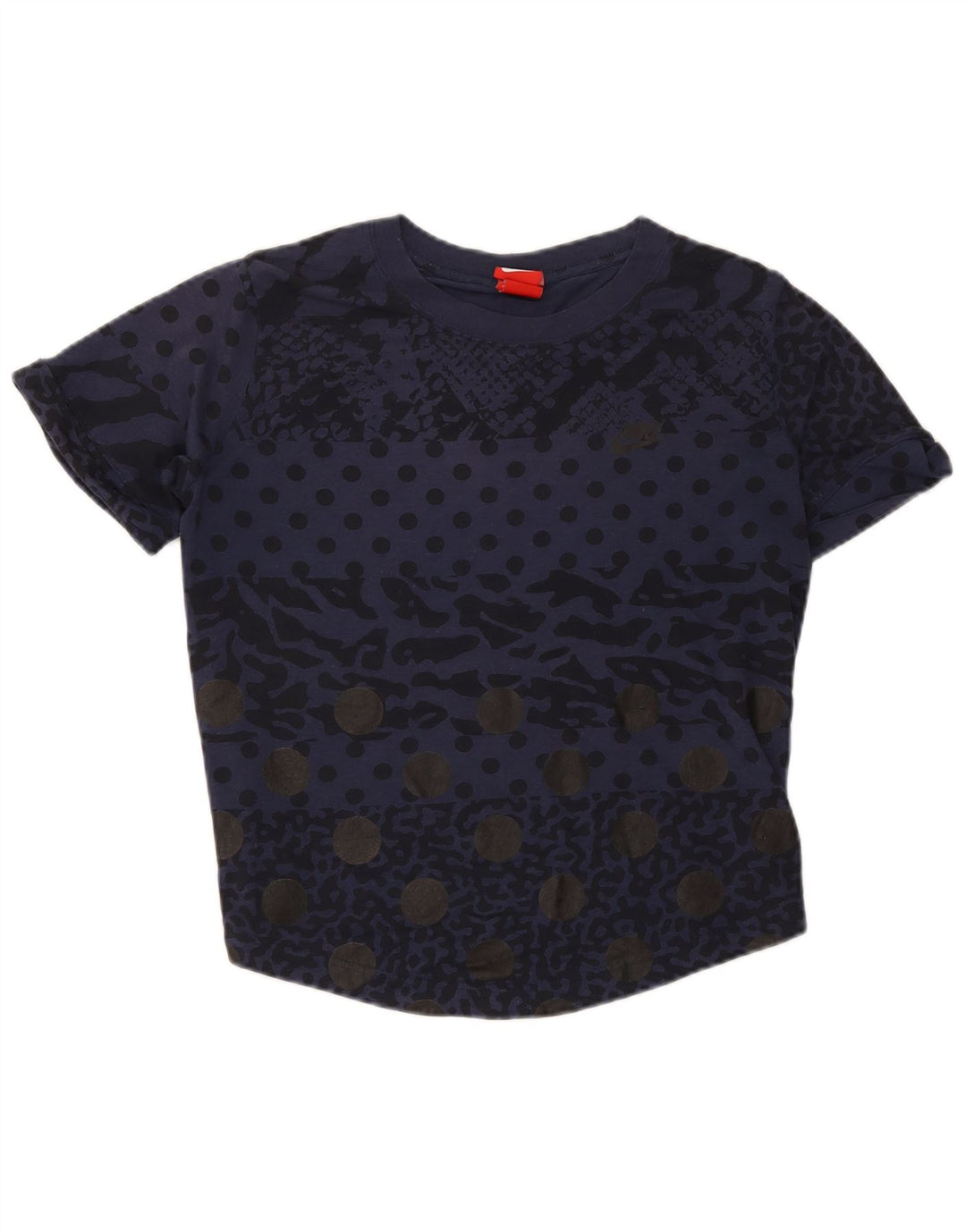 Nike kvinders abstrakt mønster T-shirt top UK 14 Medium Navy Blue