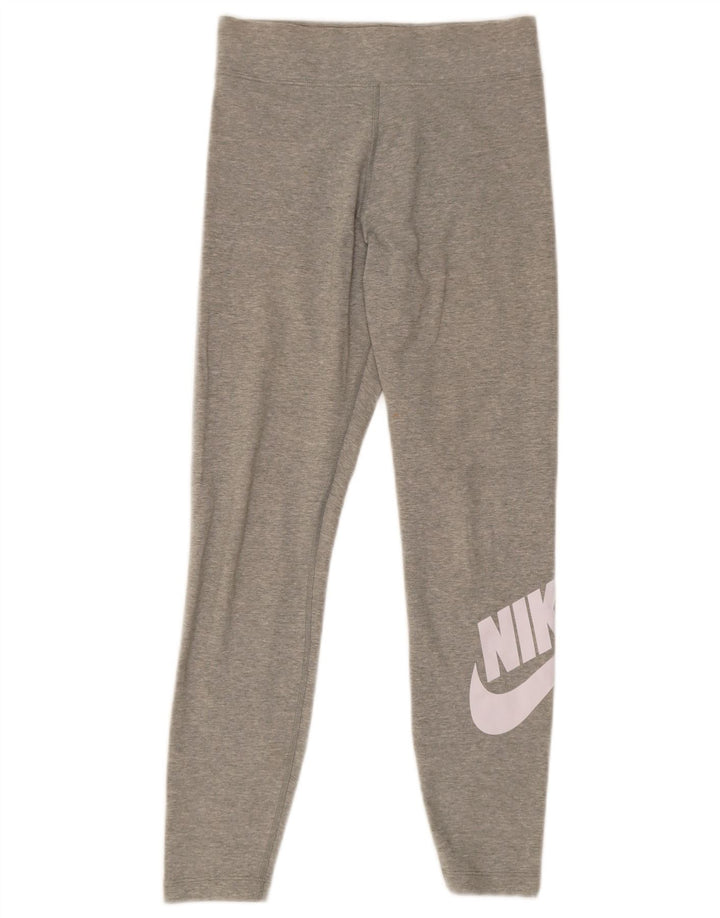 Nike Dame Grafiske Leggings UK 10 Small Grey Bomuld