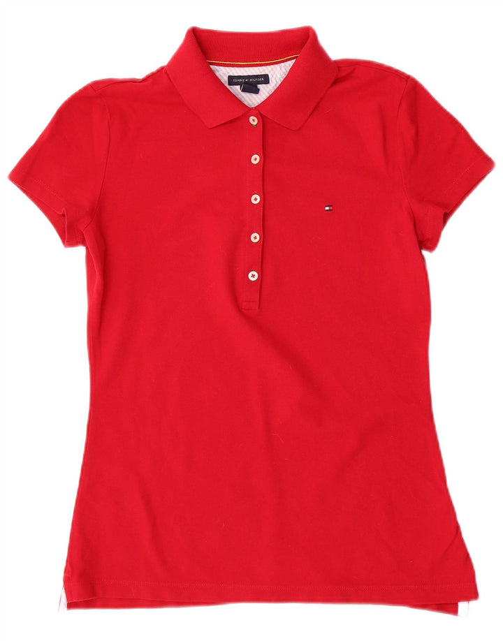 Tommy Hilfiger Dame Polo Shirt UK 10 Lille Rød