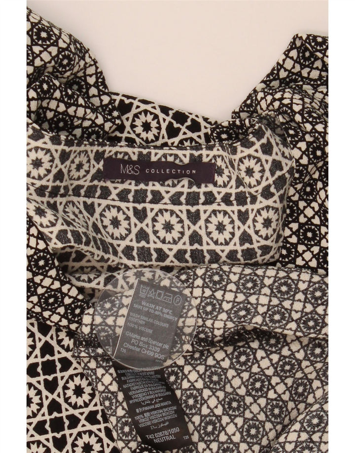 MARKS & SPENCER Kvinder Shift Dress UK 14 Stor sort geometrisk viskose