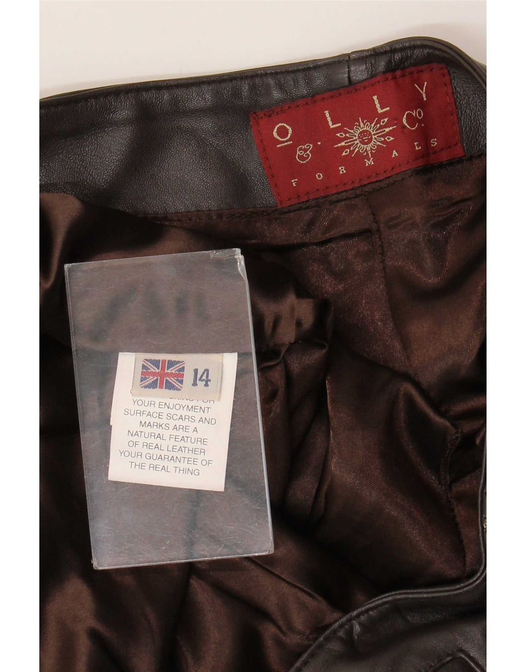 Olly & Co Dame Bootcut Læderbukser UK 14 Large W34 L30 Brun