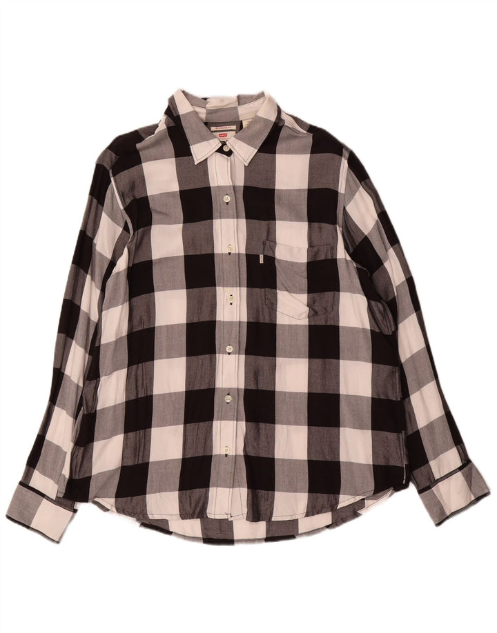 Levi's Womens Boyfriend Flanell Shirt UK 16 Large Black Gingham