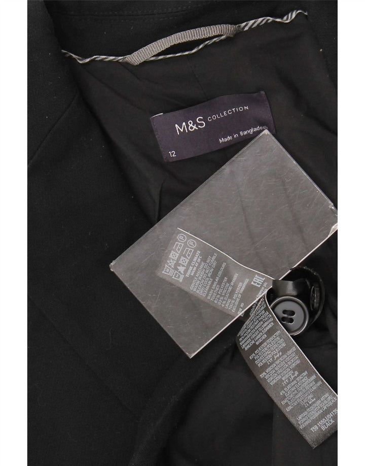 Marks & Spencer Dame 2 Button Blazer Jacket UK 12 Medium Black Polyester
