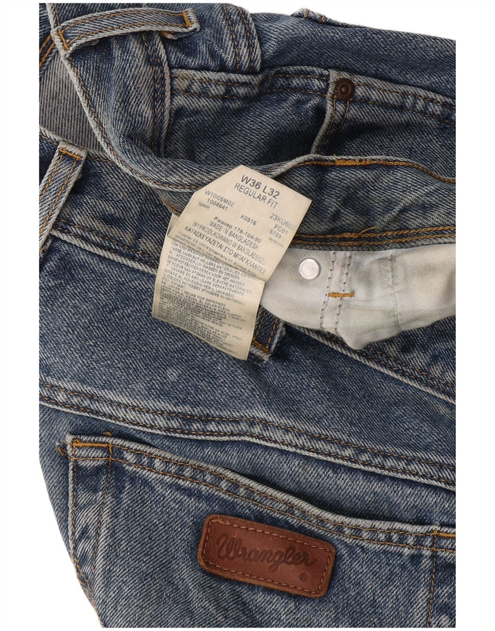 Wrangler Herre Regular Fit Straight Jeans W36 L32 Blå Bomuld