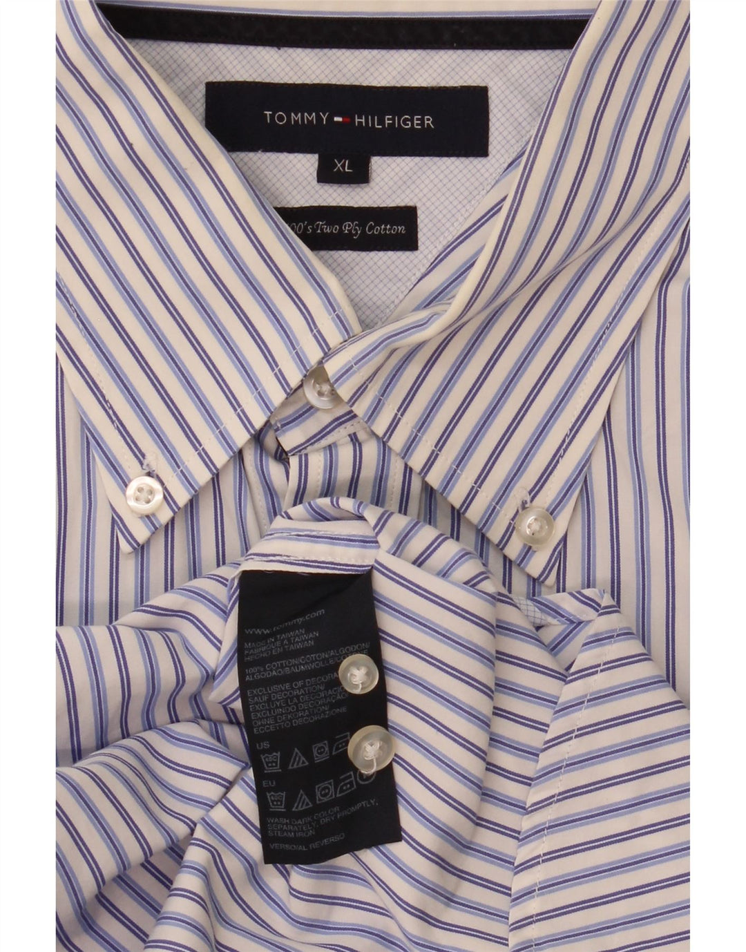 Tommy Hilfiger herreskjorte XL blå stribet bomuld
