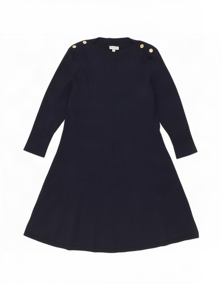 Monsoon Dame Jumper Dress UK 16 Large Navy Blue Polyester