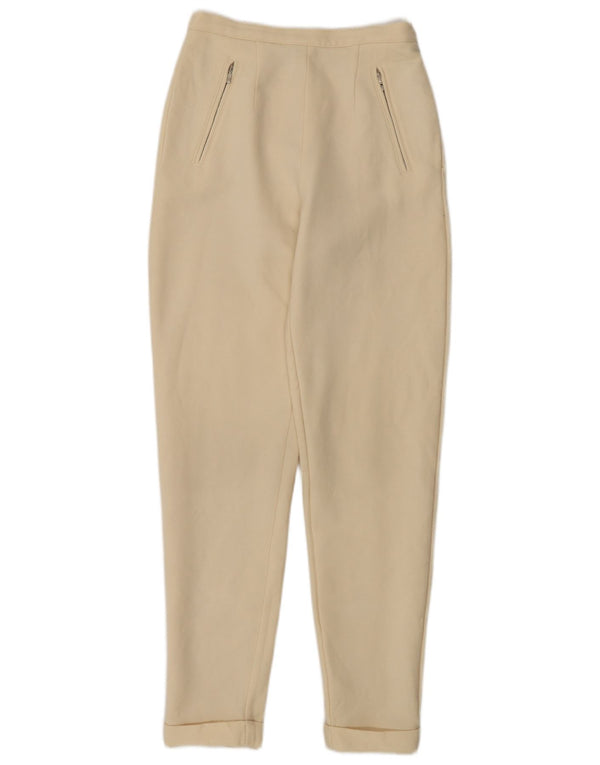 Max Mara Dame Højtalje Slim Casual Bukser UK 10 Small W26 L30 Beige