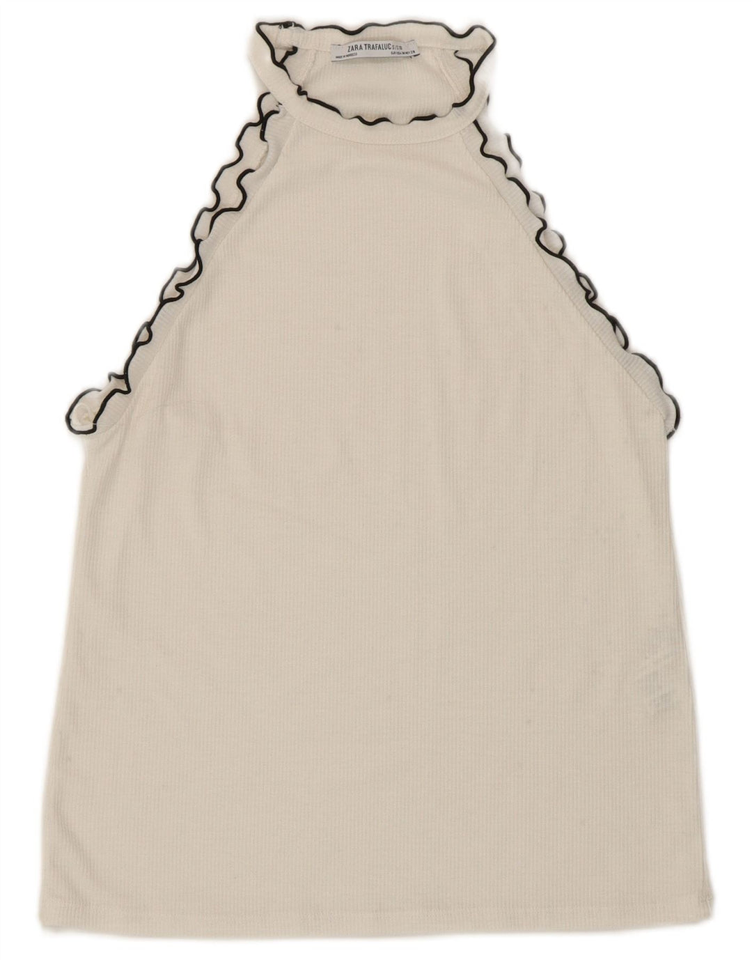 Zara Womens Crop Halter Top UK 12 Medium White Bomuld