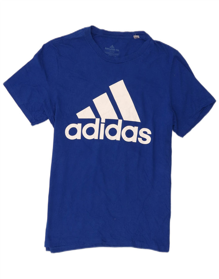 Adidas Grafisk T-shirt top mellemblå bomuld til mænd