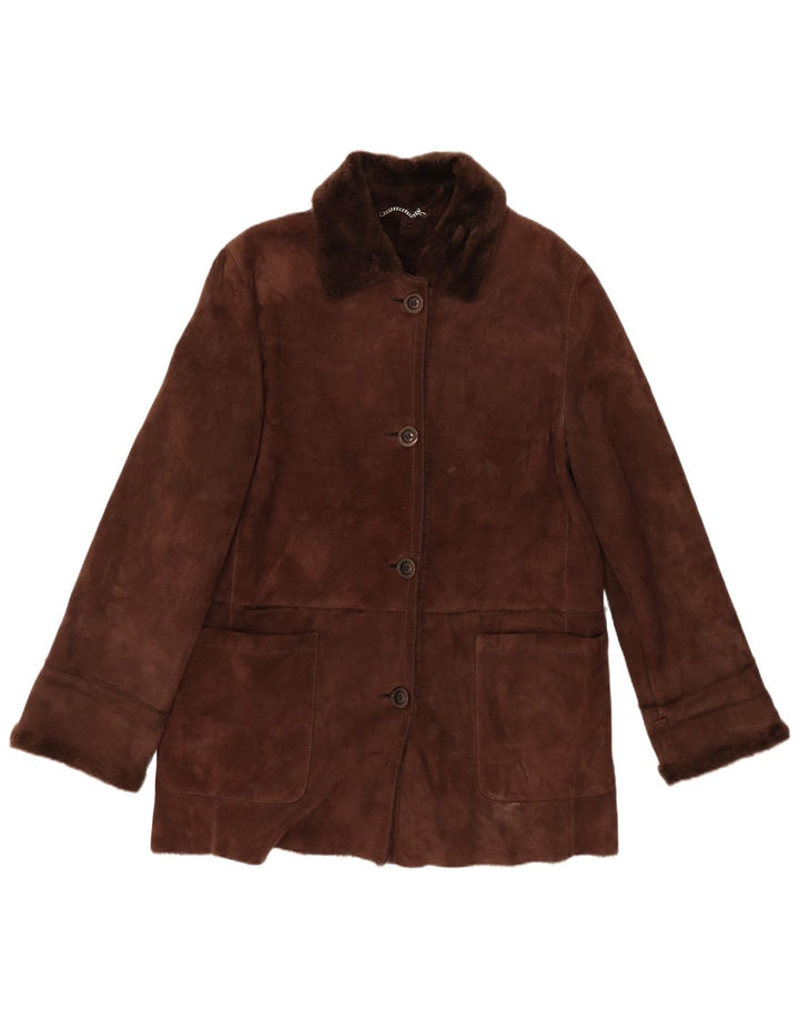 Mabrun Dame Shearling Coat IT 46 Large Brown Shearling