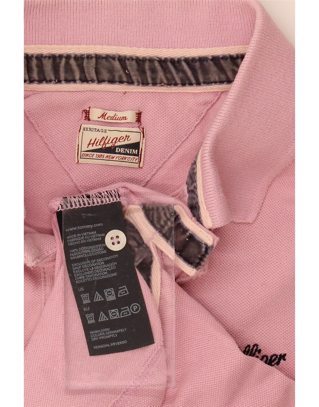 TOMMY HILFIGER Mens Polo Shirt Medium Pink Cotton Vintage Tommy Hilfiger and Second-Hand Tommy Hilfiger from Messina Hembry 