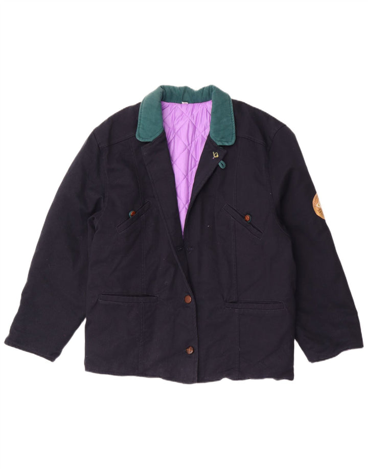 Vintage dame 2-knaps blazerjakke IT 44 Medium marineblå farveblok