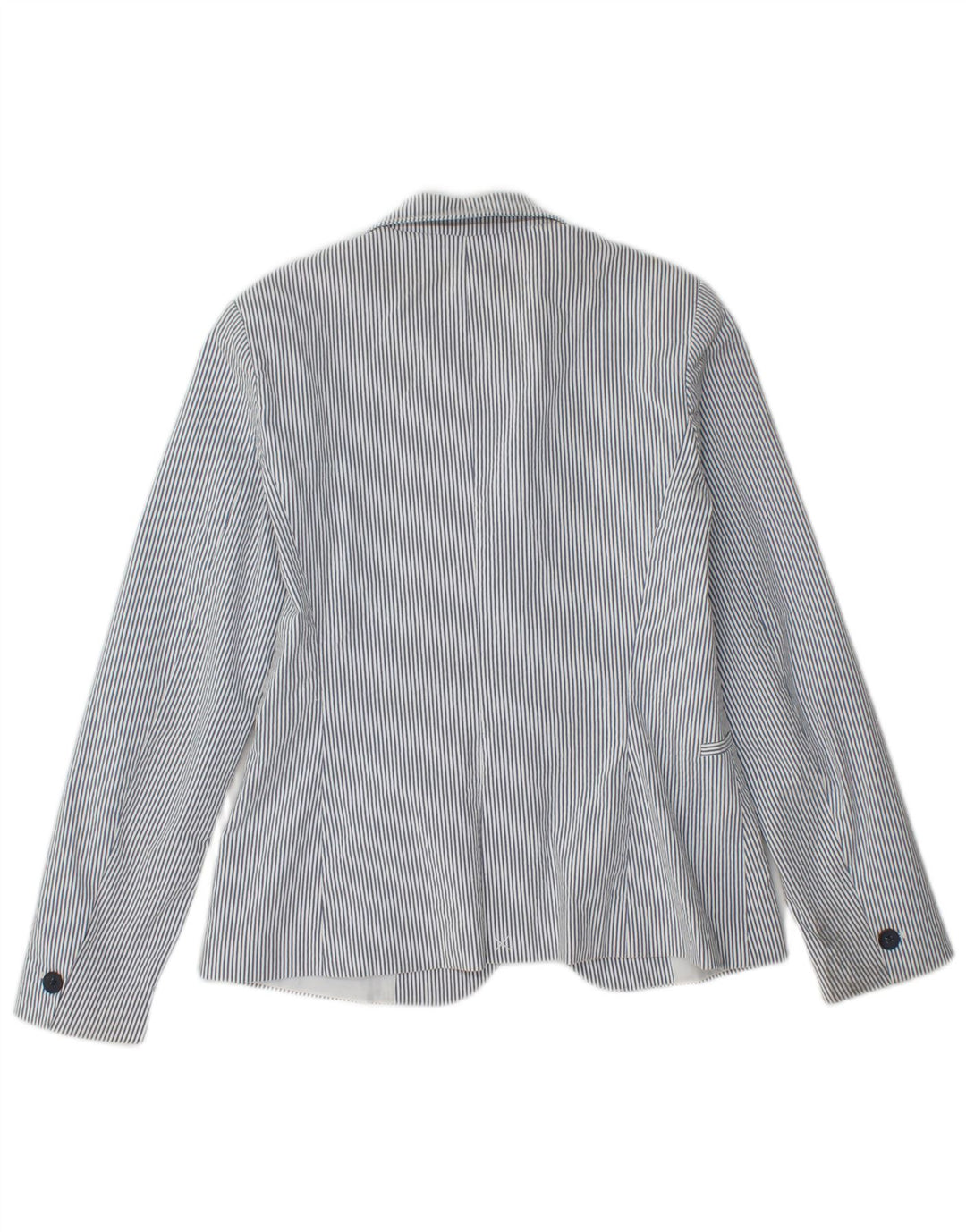 Zara Dame 1 Knap Blazer Jakke EU 36 Lille Blå Nålestribet Bomuld