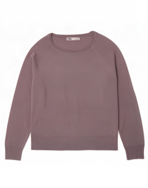 Zara Dame Boat Neck Jumper Sweater UK 14 Medium Grey