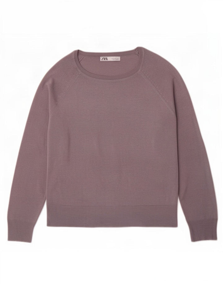 Zara Dame Boat Neck Jumper Sweater UK 14 Medium Grey
