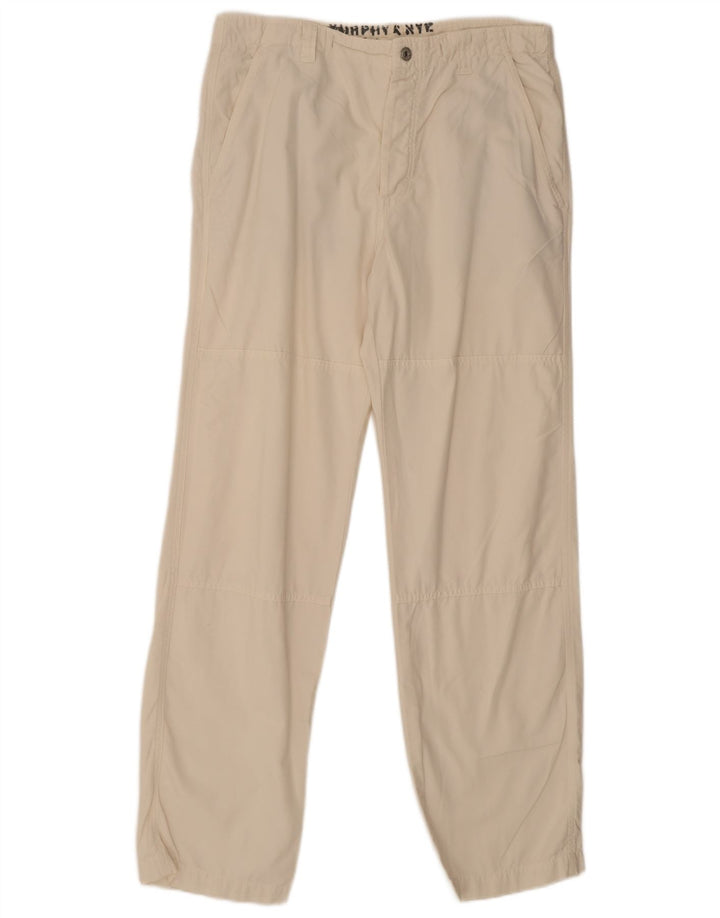 Murphy & Nye Lige Chinobukser til mænd store W34 L32 hvid bomuld