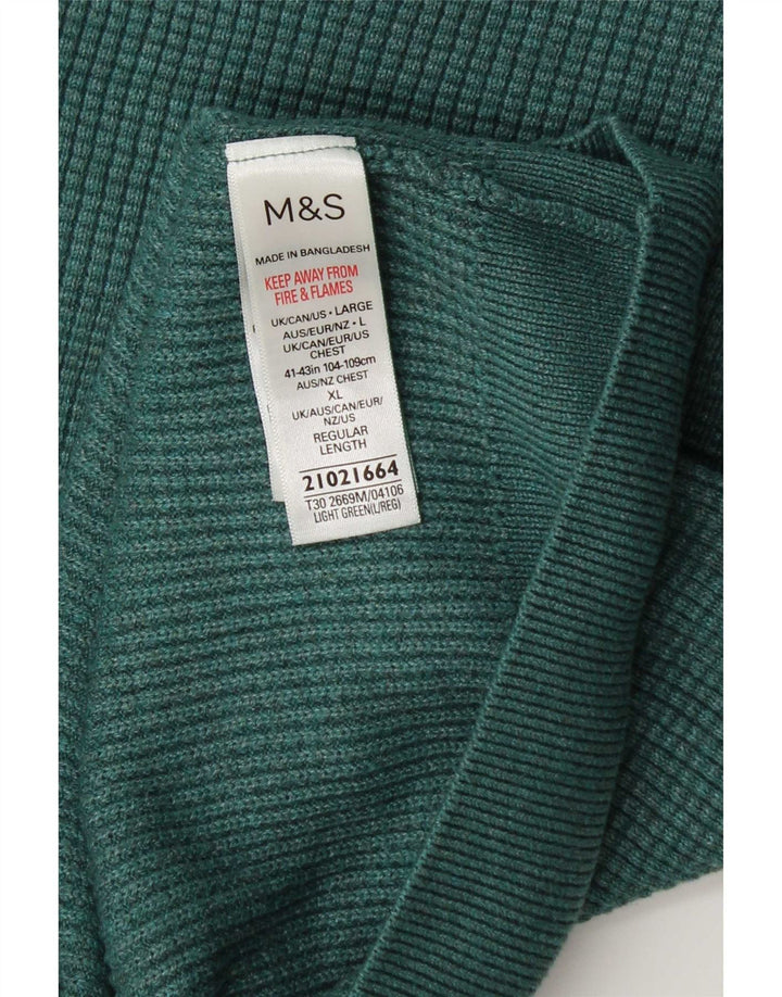 Marks & Spencer Herre sweater med rund hals, stor grøn polyester