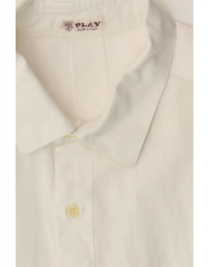 REPLAY Mens Short Sleeve Shirt Large White Cotton Vintage Replay and Second-Hand Replay from Messina Hembry 