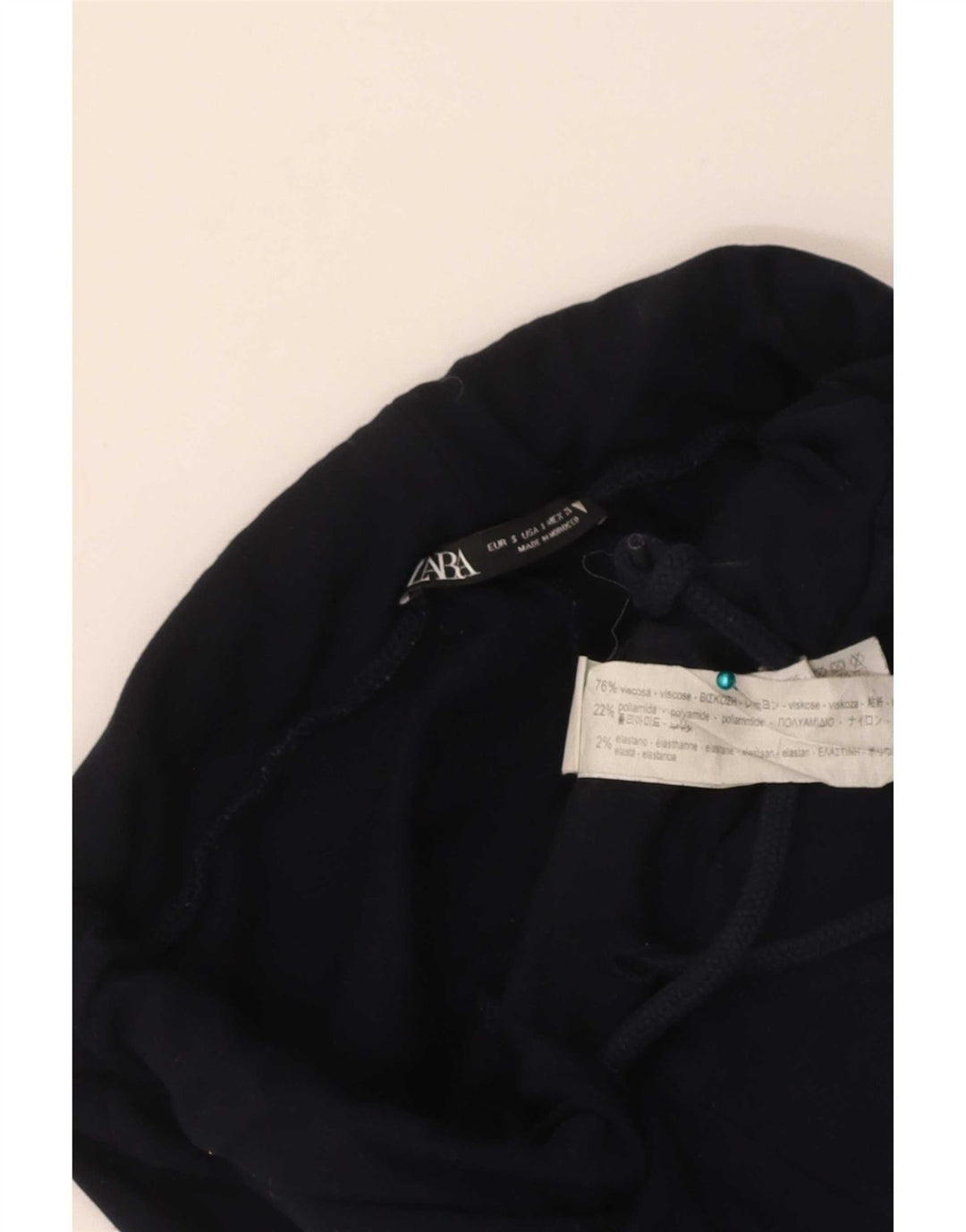 Zara Træningsdragtsbukser til kvinder UK 8 Small Navy Blue Viscose