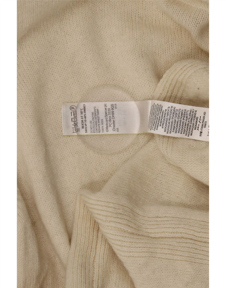 Marks & Spencer Dame Rullehals Sweater UK 16 Stor hvid uld