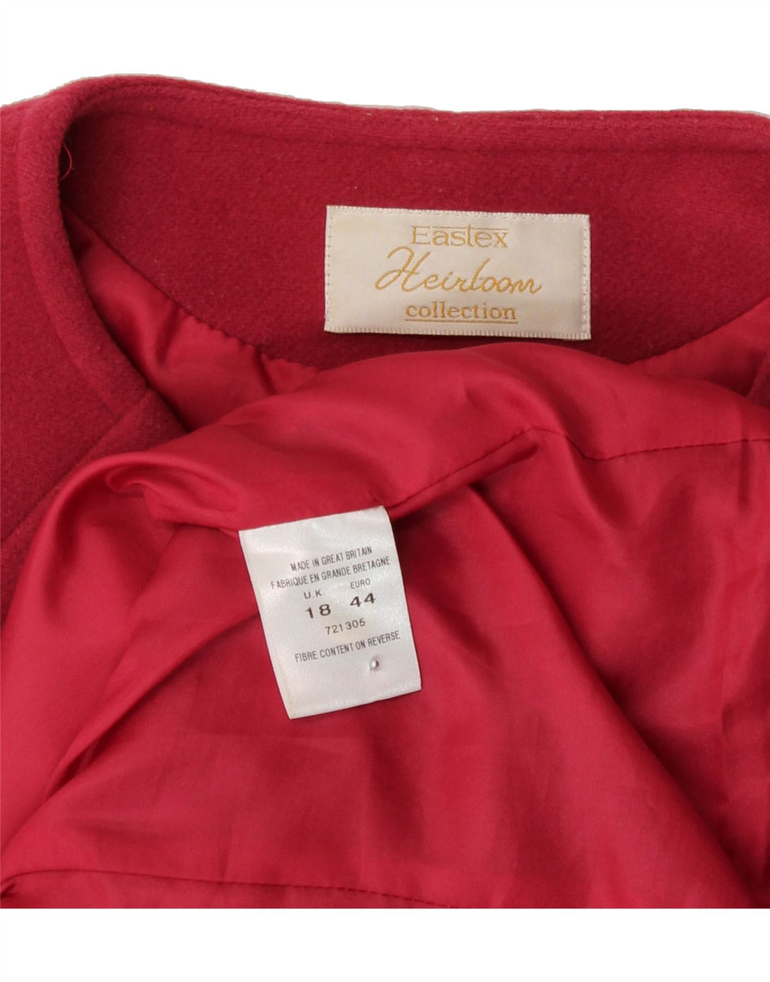EASTEX Womens Overcoat UK 18 XL Red Wool Vintage Eastex and Second-Hand Eastex from Messina Hembry 