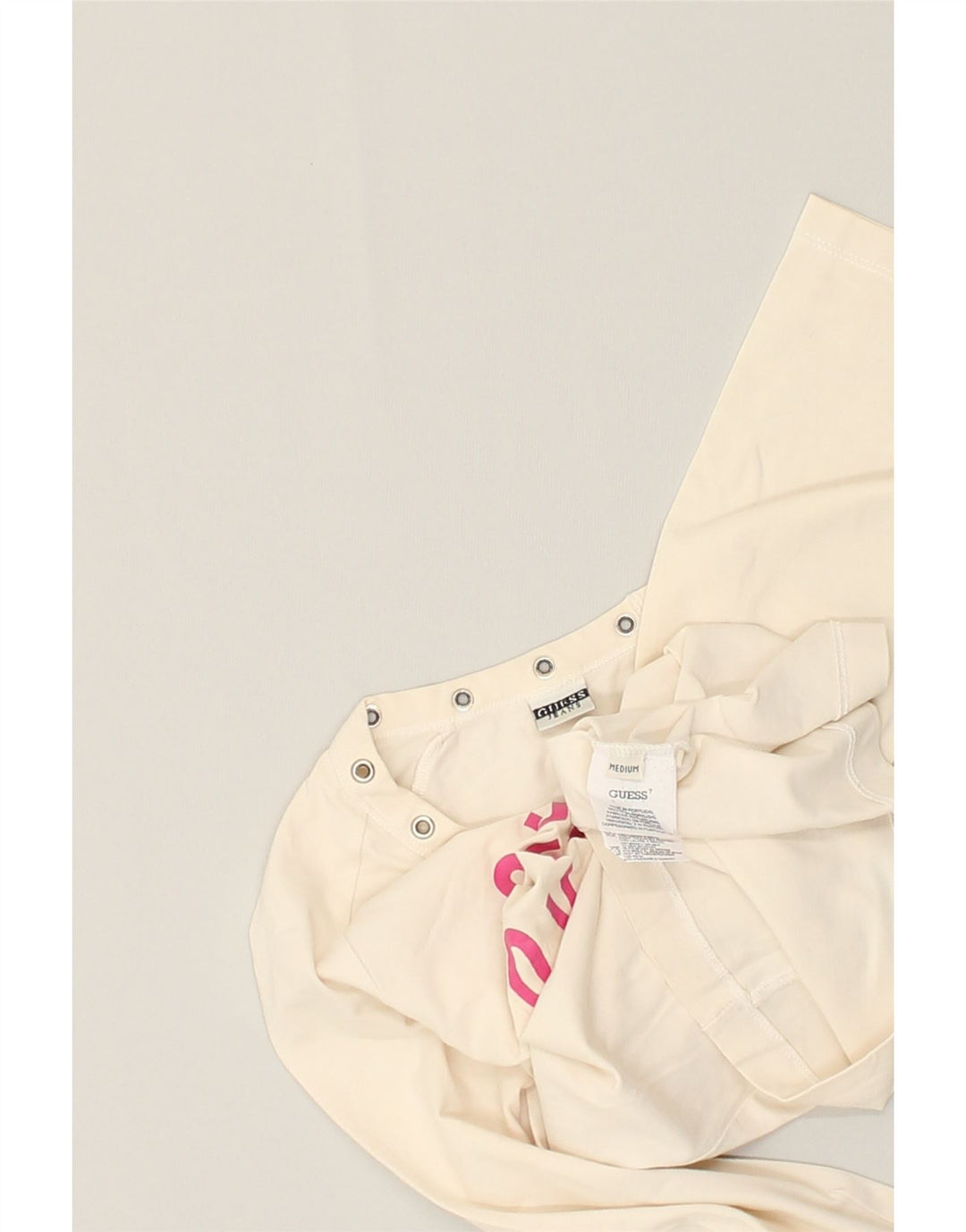 GUESS Girls Graphic Top Long Sleeve 4-5 Years Medium Off White Cotton | Vintage Guess | Thrift | Second-Hand Guess | Used Clothing | Messina Hembry 