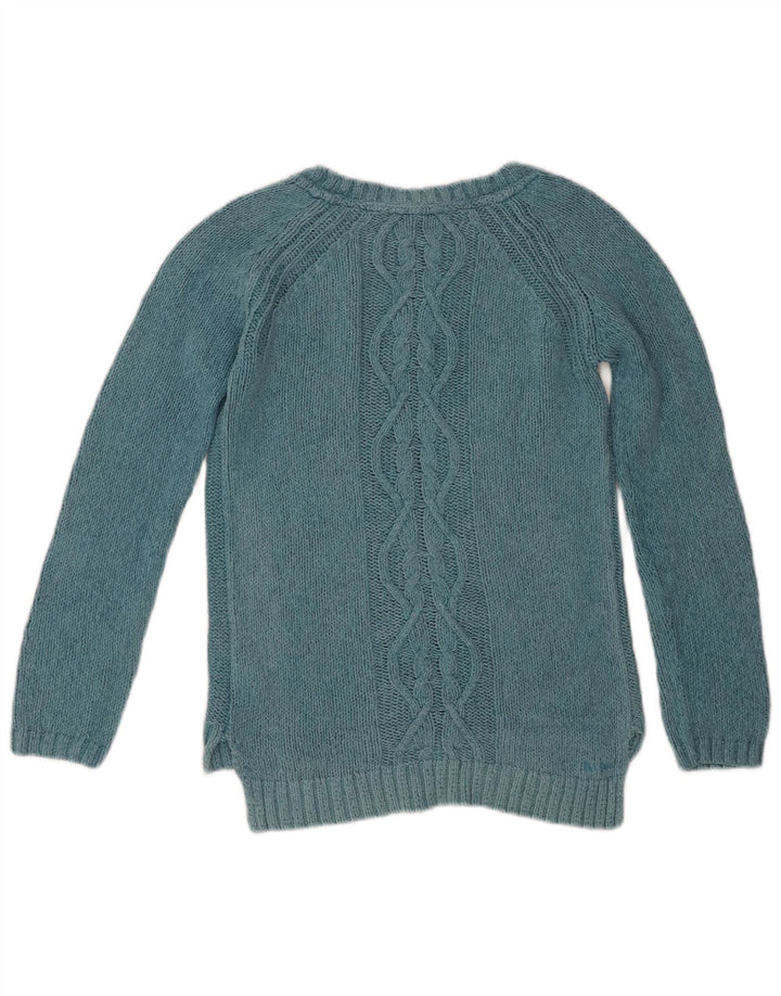 FAT FACE Womens Crew Neck Jumper Sweater UK 10 Small Blue Cotton
