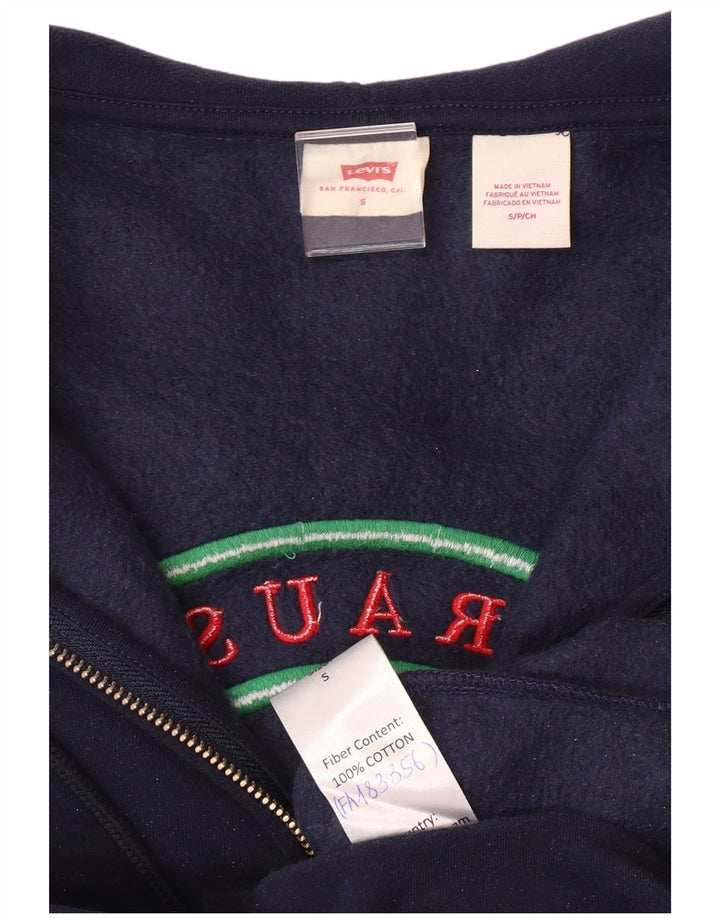 LEVI'S Dame Oversized grafisk hættetrøje Sweater med lynlås UK 10 Small Navy Blue