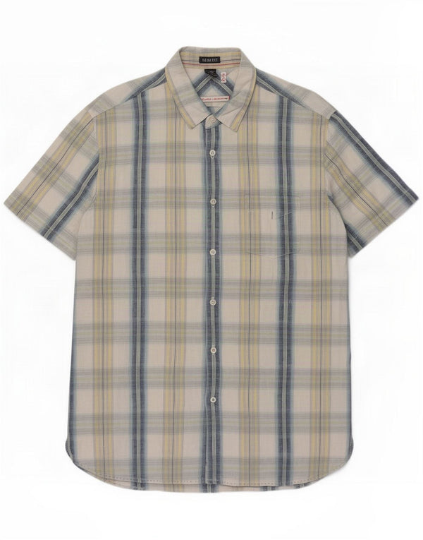 White Stuff Herre Slim Fit skjorte Medium Blue Plaid Linen