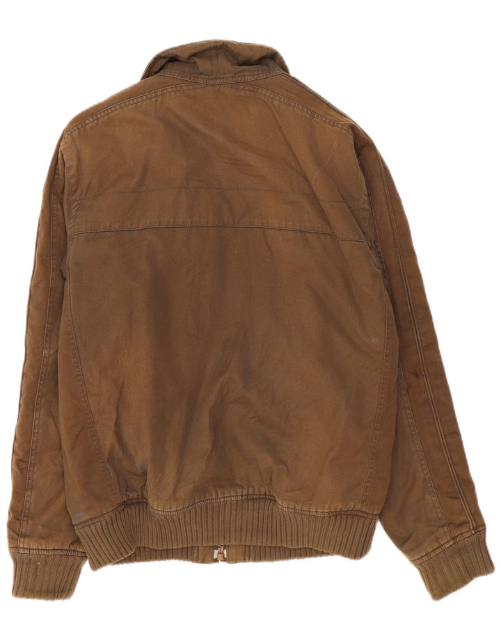 Marks & Spencer Herre Bomber Jacket UK 36 Small Khaki Cotton