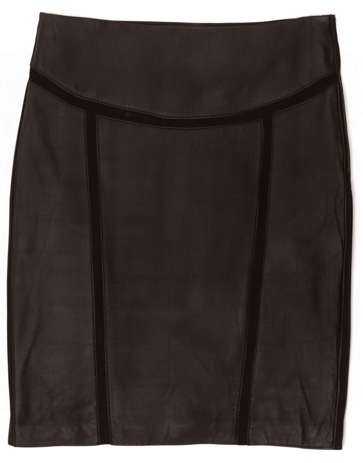 Ted Baker Dame Lædernederdel Størrelse 3 Medium W29 Sort