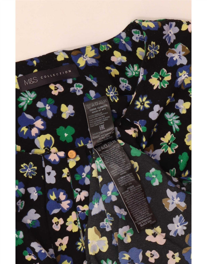 Marks & Spencer Damebluse Top UK 12 Medium Black Floral Polyester