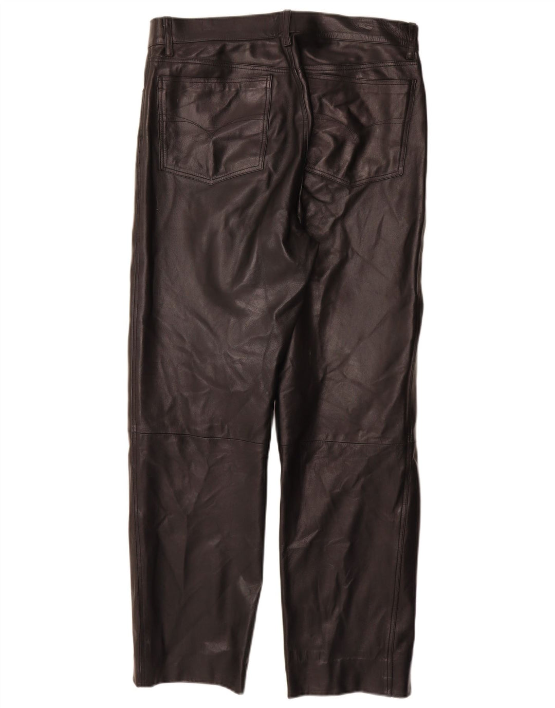 VINTAGE Lige læderbukser til mænd IT 50 Large W32 L30 Sort læder